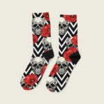 Κάλτσα Unisex Digital Skull & Flowers