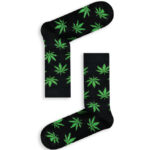 Κάλτσα Unisex με Σχέδιο Cannabis in Black