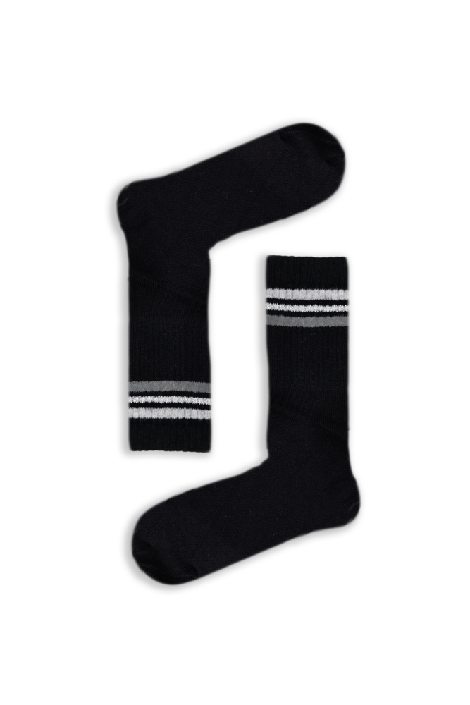 black-silver-stripes Κάλτσα Unisex με Σχέδιο Black Silver Stripes - Image 1