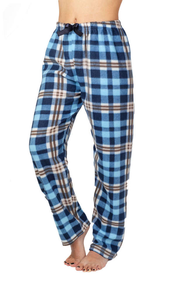 blue-plaid Γυναικείο Fleece Παντελόνι Πυτζάμα Blue Plaid - Image 1