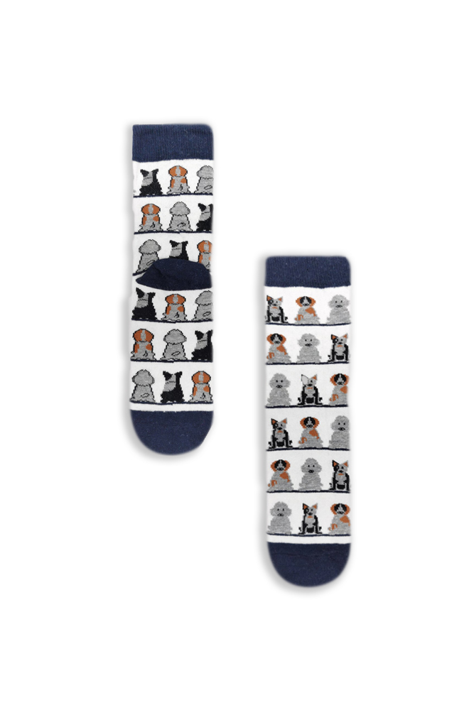 blue-white-dogs Κάλτσα Unisex με Σχέδιο Dogs White - Image 1
