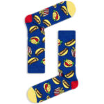 Κάλτσα Unisex με Σχέδιο Blue Yellow Fast Food