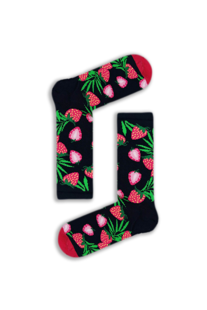 dark-blue-strawberry Κάλτσα Unisex με Σχέδιο Dark Blue Strawberry - Image 1
