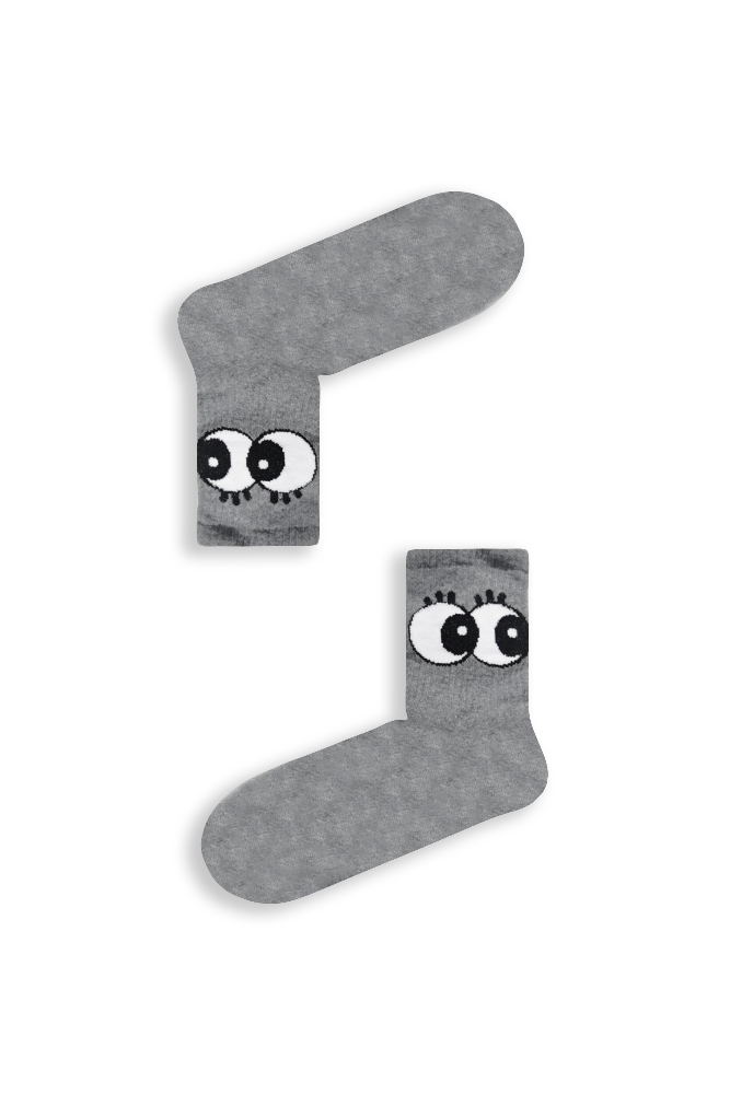 eyes-grey Κάλτσα Ημίκοντη Unisex με Σχέδιο Grey Big Eyes - Image 1