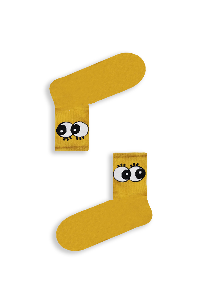 eyes-yellow Κάλτσα Ημίκοντη Unisex με Σχέδιο Yellow Big Eyes - Image 1