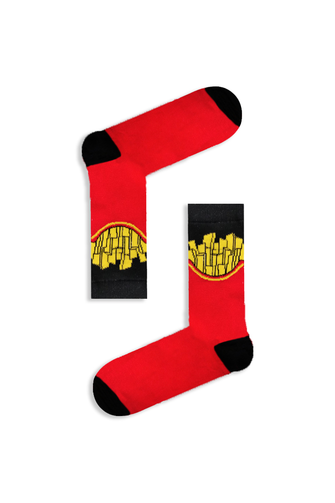 fried-potatoes-red Κάλτσα Unisex με Σχέδιο Black Fried Potatoes - Image 1