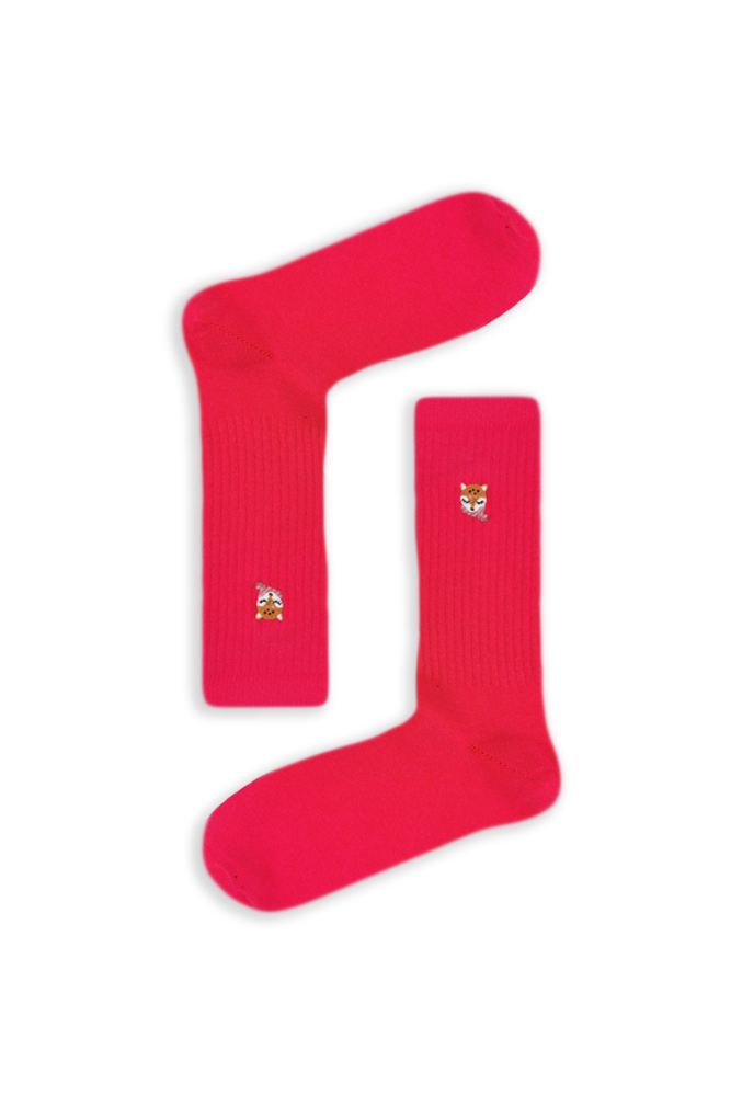 fucshia-fox Κάλτσα Unisex με Σχέδιο Κέντημα Fucshia Fox - Image 1