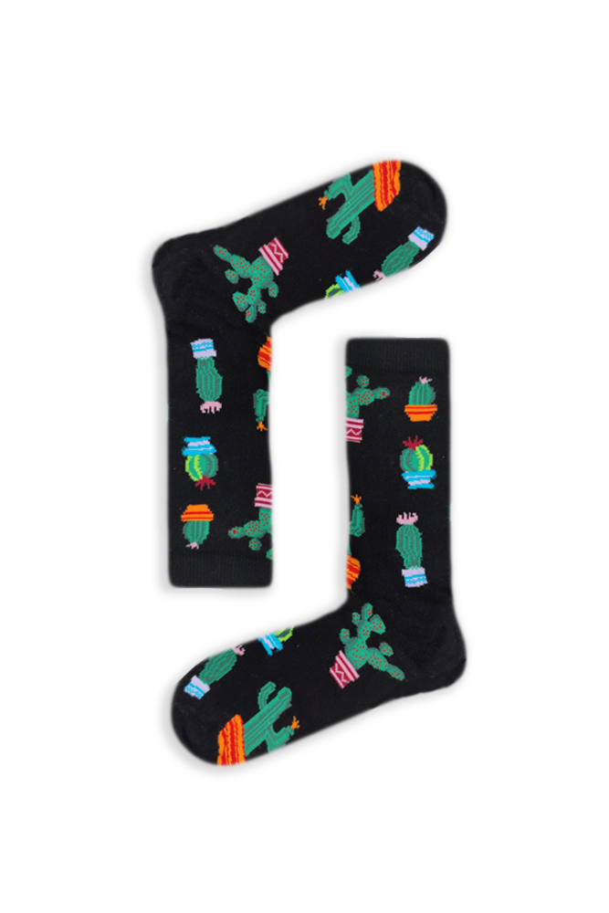 green-cactus Κάλτσα Unisex με Σχέδιο Black Cactus - Image 1