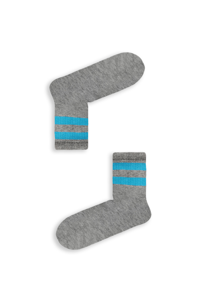 imikonti-grey-blue-stripes Κάλτσα Unisex με Σχέδιο Grey Blue Lines - Image 1