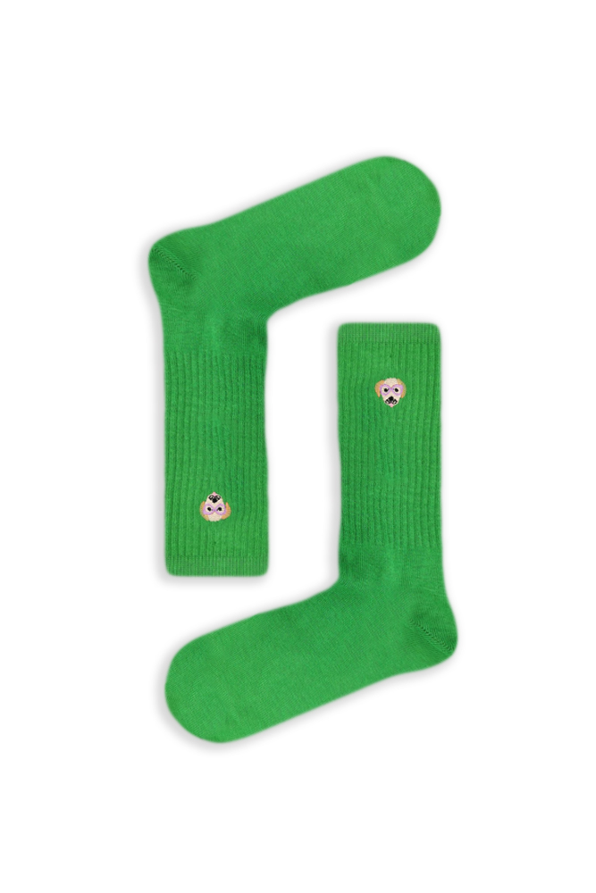 kentima-green-dog Κάλτσα Unisex με Σχέδιο Κέντημα Green Dog - Image 1