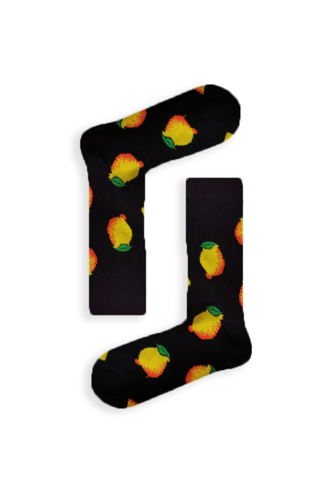 lemons-black Κάλτσα Unisex με Σχέδιο Lemons in Black - Image 1