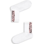 Κάλτσα Ημίκοντη Unisex με Σχέδιο Leopard White