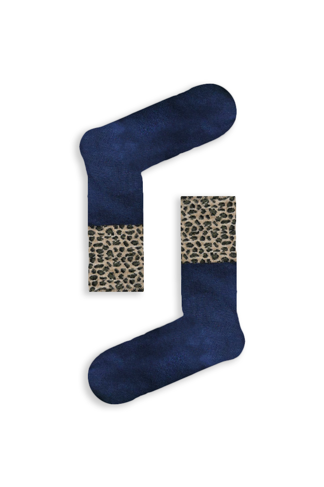 navy-leopard Κάλτσα Unisex με Σχέδιο Navy Leopard - Image 1