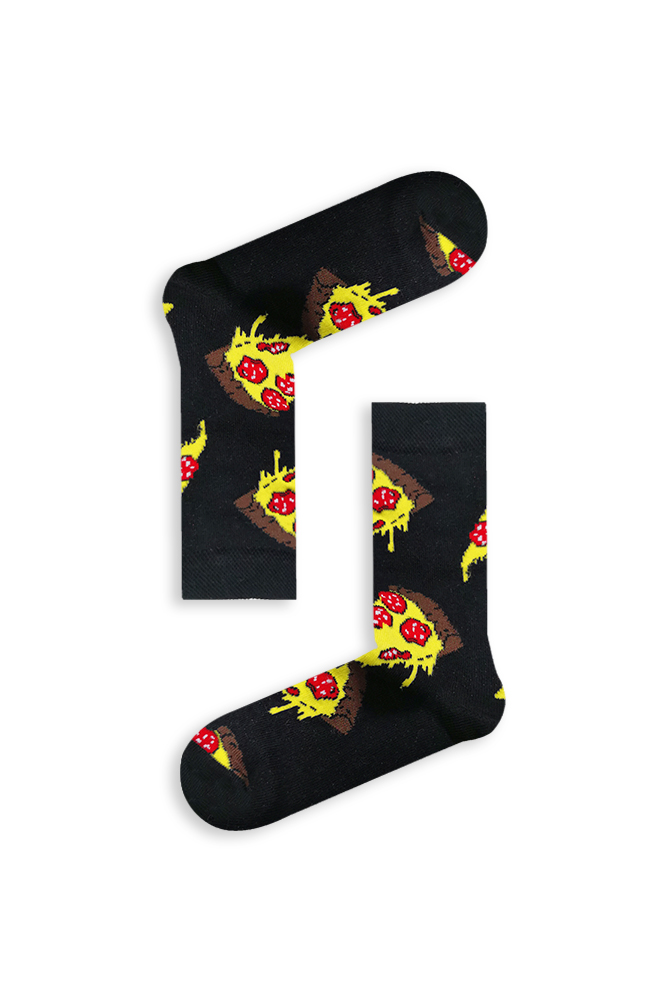 peperoni-pizza Κάλτσα Unisex με Σχέδιο Black Peperoni Pizza - Image 1