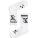 Κάλτσα Unisex με Σχέδιο White WHAT THE F**K