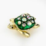 CLOISONNE ΜΠΙΖΟΥΤΙΕΡΑ ΧΕΛΩΝΑ ΠΡΑΣΙΝΗ ΜΕ ΙΡΙΔΙΖΟΥΣΕΣ ΠΕΤΡΕΣ 6x2.5x7cm
