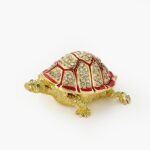 CLOISONNE ΜΠΙΖΟΥΤΙΕΡΑ ΧΕΛΩΝΑ ΧΡΥΣΗ ΜΕ ΚΟΚΚΙΝΕΣ ΛΕΠΤΟΜΕΡΕΙΕΣ 8.5x6x4.5cm