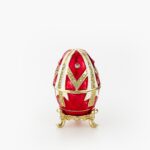 CLOISONNE ΜΠΙΖΟΥΤΙΕΡΑ ΚΟΚΚΙΝΟ ΑΥΓΟ ΤΥΠΟΥ ΦΑΜΠΕΡΖΕ ΜΕ ΛΕΥΚΕΣ ΛΕΠΤΟΜΕΡΕΙΕΣ Φ4x7cm