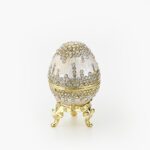 CLOISONNE ΜΠΙΖΟΥΤΙΕΡΑ ΑΥΓΟ ΤΥΠΟΥ ΦΑΜΠΕΡΖΕ ΜΕ ΣΤΡΑΣ & ΧΡΥΣΕΣ ΛΕΠΤΟΜΕΡΕΙΕΣ Φ4.5x7.5cm