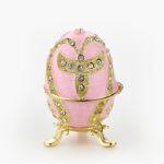 CLOISONNE ΜΠΙΖΟΥΤΙΕΡΑ ΡΟΖ ΑΥΓΟ ΤΥΠΟΥ ΦΑΜΠΕΡΖΕ Φ6x9cm