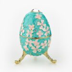 CLOISONNE ΜΠΙΖΟΥΤΙΕΡΑ ΒΕΡΑΜΑΝ ΑΥΓΟ ΤΥΠΟΥ ΦΑΜΠΕΡΖΕ ΜΕ ΡΟΖ ΛΟΥΛΟΥΔΙΑ Φ5.5x10cm