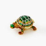 CLOISONNE ΜΠΙΖΟΥΤΙΕΡΑ ΧΕΛΩΝΑ ΠΡΑΣΙΝΗ & ΠΟΡΤΟΚΑΛΙ 5.5x3.5x3cm