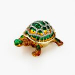 CLOISONNE ΜΠΙΖΟΥΤΙΕΡΑ ΧΕΛΩΝΑ ΠΡΑΣΙΝΗ & ΠΟΡΤΟΚΑΛΙ 6x5x3.5cm