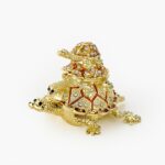 CLOISONNE ΜΠΙΖΟΥΤΙΕΡΑ 3 ΧΕΛΩΝΕΣ ΧΡΥΣΕΣ ΜΕ ΠΟΡΤΟΚΑΛΙ ΛΕΠΤΟΜΕΡΕΙΕΣ 8x5x6cm
