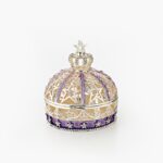 CLOISONNE ΜΠΙΖΟΥΤΙΕΡΑ ΑΣΗΜΙ ΣΤΕΜΜΑ ΜΕ ΜΩΒ ΛΕΠΤΟΜΕΡΕΙΕΣ Φ6x7.5cm