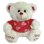 Αρκουδάκι Λευκό με Κόκκινο Μπλουζάκι 30cm ToyMarkt 99481