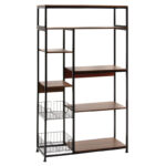 Ραφιέρα επιδαπέδια Leena pakoworld μέταλλο dark oak-μαύρο 80x30x142εκ