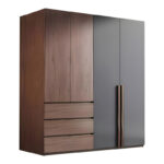 Ντουλάπα Sonlen pakoworld σε καρυδί-ανθρακί απόχρωση 160x52x195εκ - Image 2