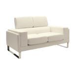 Καναπές Shea pakoworld 2θέσιος PU ivory-inox 158x80x87εκ - Image 2