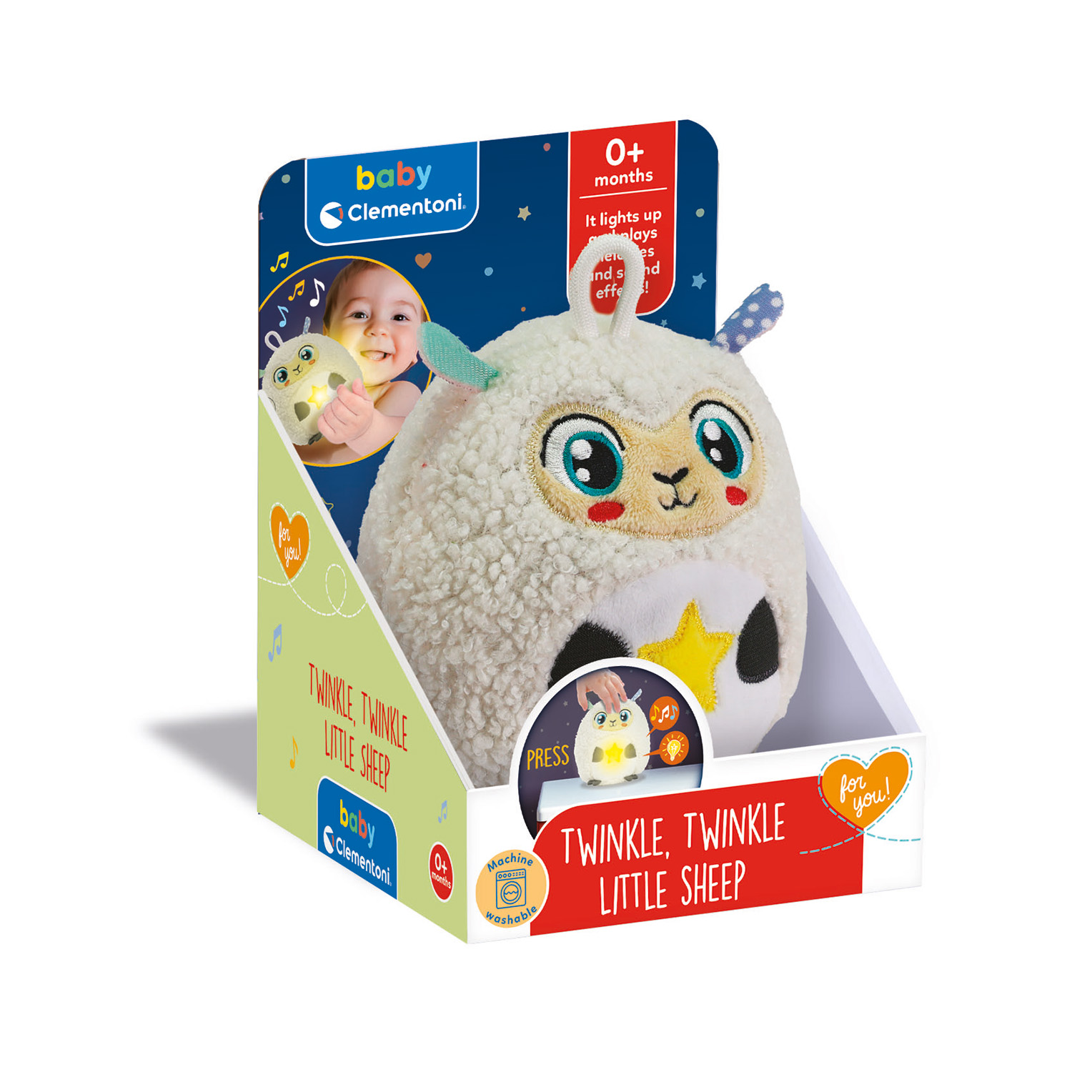 Βaby Clementoni Βρεφικό Παιχνίδι Twinkle Twinkle Προβατάκι με Φως & Ήχους Για 0+ Ετών