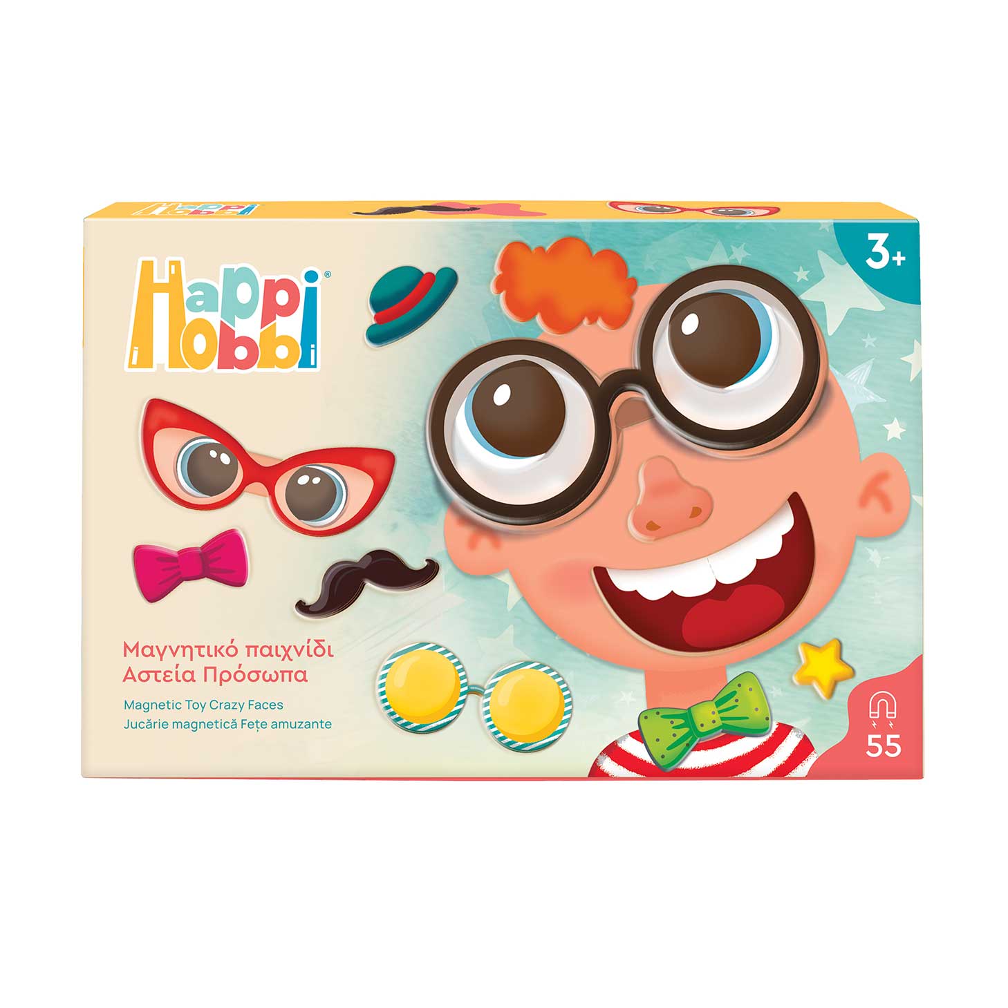 HappiHobbi Αστεία Πρόσωπα 55 Εκπαιδευτικοί Χάρτινοι Μαγνήτες Για 3+ Χρονών