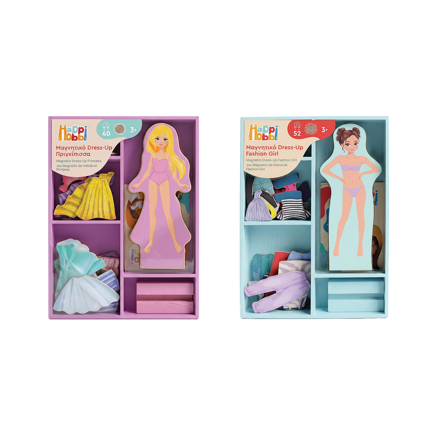 Happi Hobbi Magnet Wooden Doll Assortment of 2 Για 3+ Ετών