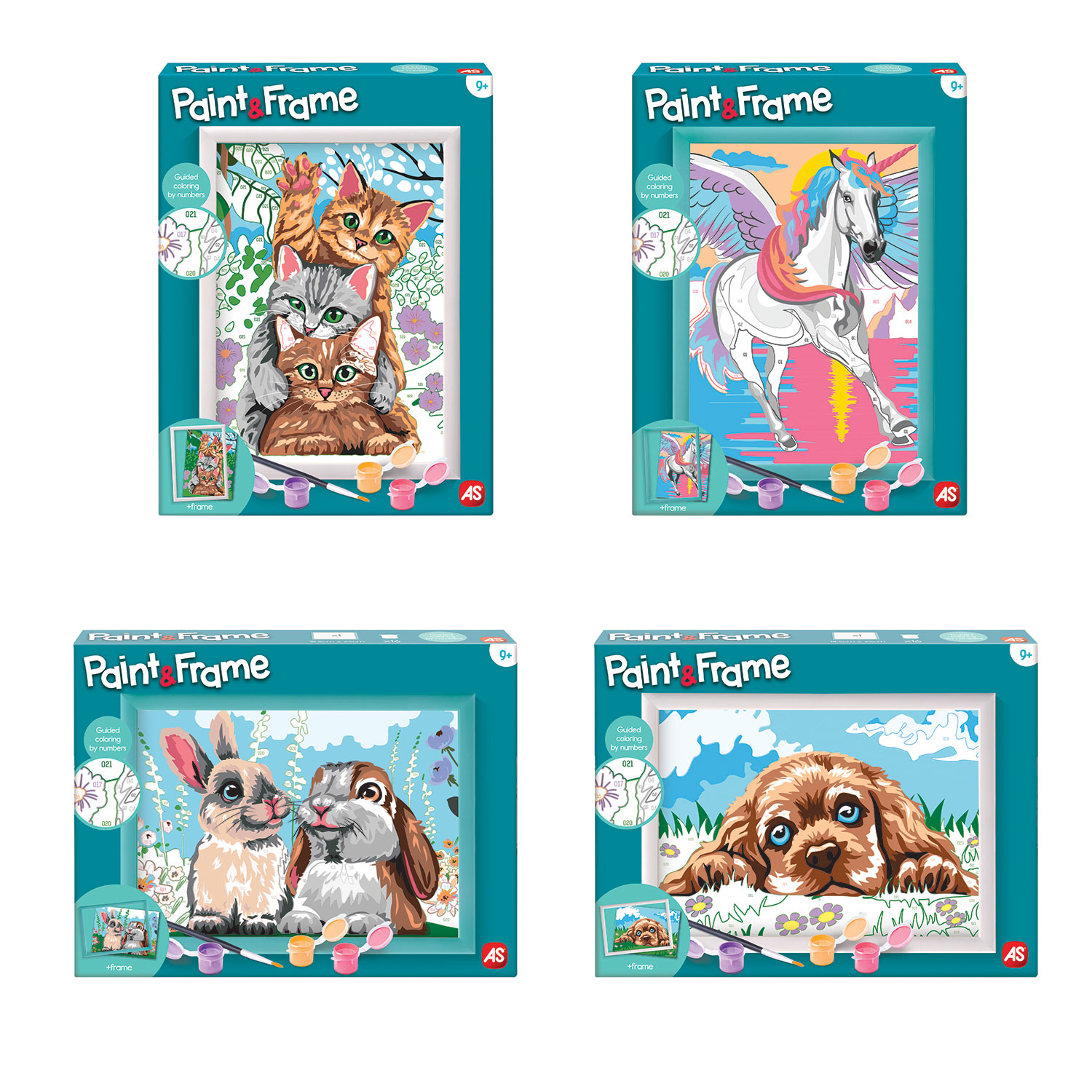 Paint & Frame Paint by Numbers | Funny Kitties - Cute Bunnies - Loving Puppy - Magic Unicorn | Για 9+ Χρονών