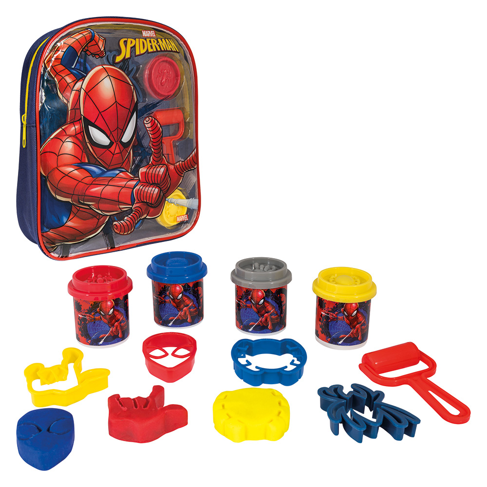 AS Πλαστελίνη Marvel Spiderman Τσάντα Πλάτης Με 4 Βαζάκια - Καπάκια Καλουπάκια Και 5 Εργαλεία 200gr