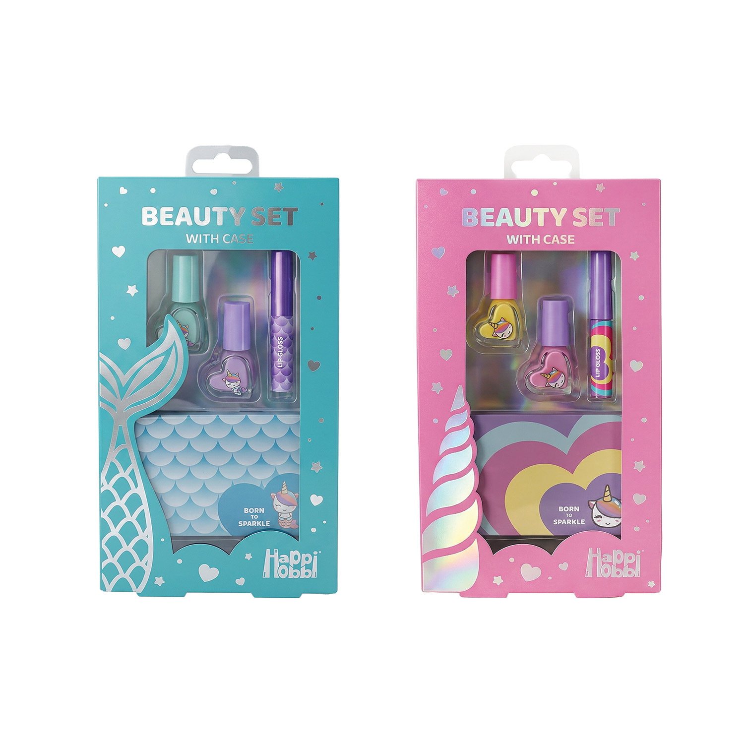 HappiHobbi Σετ Ομορφιάς με Θήκη Sparkle Love σε 2 Σχέδια Για 6+ Ετών