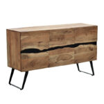 Μπουφές Imena pakoworld μασίφ ξύλο 4εκ φυσικό-μαύρο 148x43.5x86εκ - Image 2