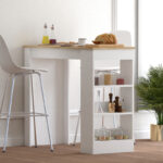 Τραπέζι μπαρ Riff pakoworld λευκό-sonoma 120x50x100εκ - Image 3