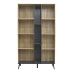 Βιβλιοθήκη Zezan pakoworld σε sonoma-ανθρακί απόχρωση 114x30x200.5εκ - Image 3