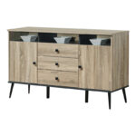 Μπουφές Zezan pakoworld σε sonoma-ανθρακί απόχρωση 140.5x41.5x80εκ - Image 3