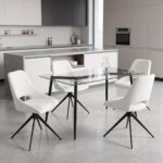 Τραπέζι QUANA pakoworld γυάλινο 8χιλ διάφανο - μαύρο πόδι 120x70x75εκ