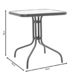 Τραπέζι Watson pakoworld μέταλλο ανθρακί-γυαλί 70x70x70εκ - Image 4
