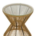 Τραπέζι Mabil pakoworld rattan φυσικό-γυαλί Φ50x55εκ - Image 3