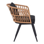 Πολυθρόνα Naoki pakoworld pe rattan -metal σε φυσική απόχρωση με μαύρα πόδια/μαξιλάρι 62x60x80εκ - Image 4