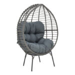Πολυθρόνα Nestie pakoworld wicker rattan γκρι-μεταλλικό γκρι πόδι-γκρι μαξιλάρι 102x80x155εκ - Image 2