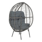 Πολυθρόνα Nestie pakoworld wicker rattan γκρι-μεταλλικό γκρι πόδι-γκρι μαξιλάρι 102x80x155εκ - Image 3
