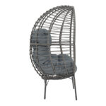 Πολυθρόνα Nestie pakoworld wicker rattan γκρι-μεταλλικό γκρι πόδι-γκρι μαξιλάρι 102x80x155εκ - Image 4